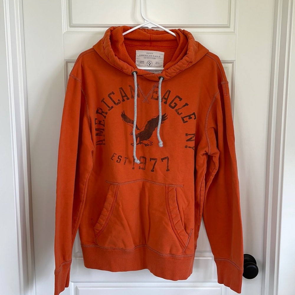 American Eagle Orange Sweatshirt Hoodie Mens Large L